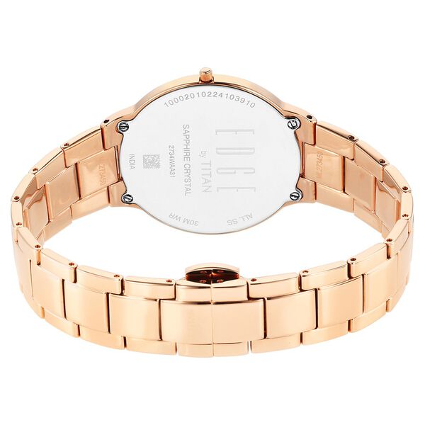 Titan Edge Metal Ladies Allure Quartz Analog Mother Of Pearl Round Shaped Dial Rose Gold Stainless Steel Strap Watch For Women - image number 4