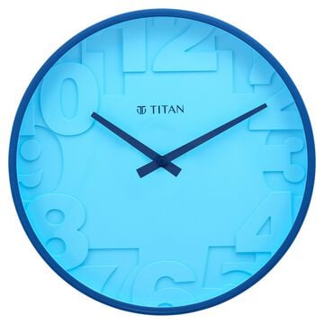 Titan Contemporary Blue Wall Clock with Overlayed numbers - 29.5 cm x 29.5 cm (Medium)
