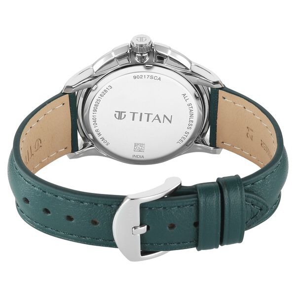 Titan Classique Four Eye Multifunction Analog with Green Dial Green Leather Strap Watch for Men - image number 4