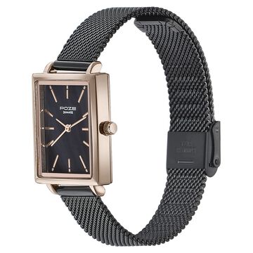 Sonata Poze Quartz Analog Black Mother Of Pearl Dial Black Color Stainless Steel Strap Watch For Women