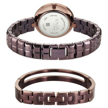 Titan Raga Contempore Quartz Analog Brown Dial Metal Strap Watch For Women