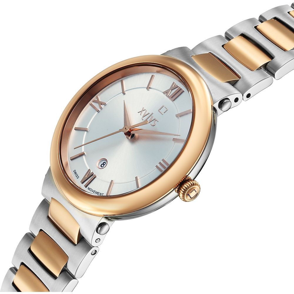 Buy Online Xylys Quartz Analog with Date Silver Dial Two Toned