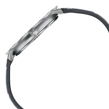 Sonata Sleek Black Dial Silver-Tone Leather Strap Watch