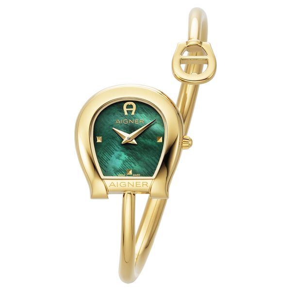 Aigner Flora L Quartz Analog Green Mother Of Pearl Dial Golden Stainless Steel Strap Watch For Women - image number 0