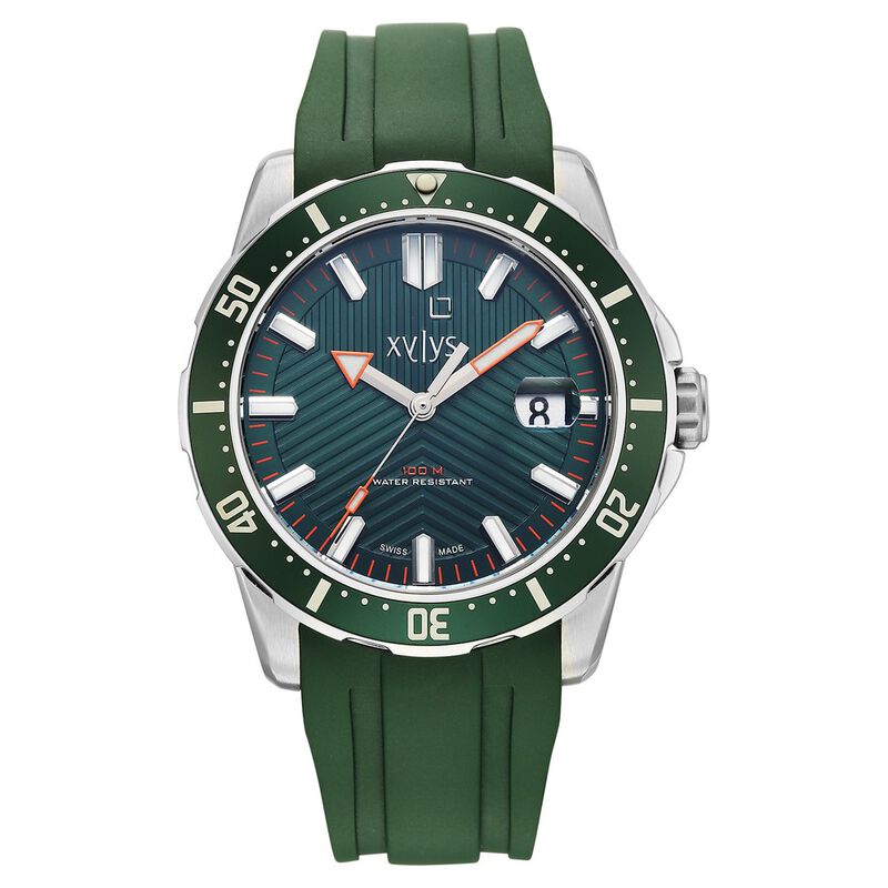 Xylys DiveX Quartz Analog Green Dial with Green Silicone Strap Watch for Men