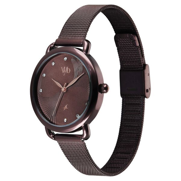 Vyb Classiqu� By Fastrack Quartz Analog Brown Dial Brown Stainless Steel Strap Watch For Girls - image number 4