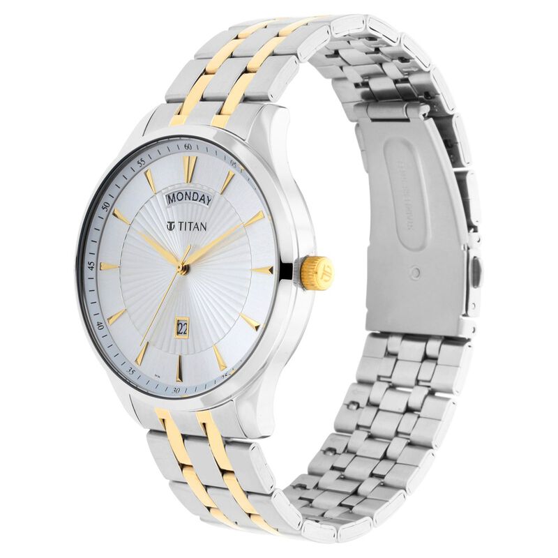 Titan Regalia Opulent White Dial Analog with Day and Date Stainless Steel Strap Watch for Men - image number 2