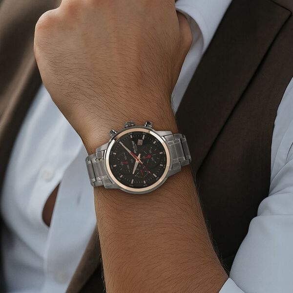 Titan Octane Quartz Chronograph Black Dial Stainless Steel Strap Watch for Men - image number 4