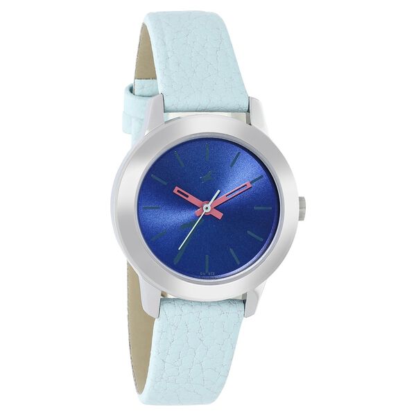 Fastrack Tropical Waters Quartz Analog Blue Dial Leather Strap Watch for Girls - image number 1