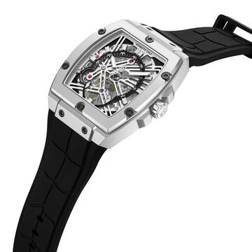 Kenneth Cole Automatic Silver Dial Black Colour Silicone Strap Watch For Men