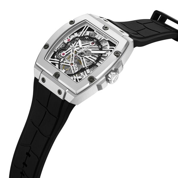 Kenneth Cole Automatic Silver Dial Black Colour Silicone Strap Watch For Men - image number 3