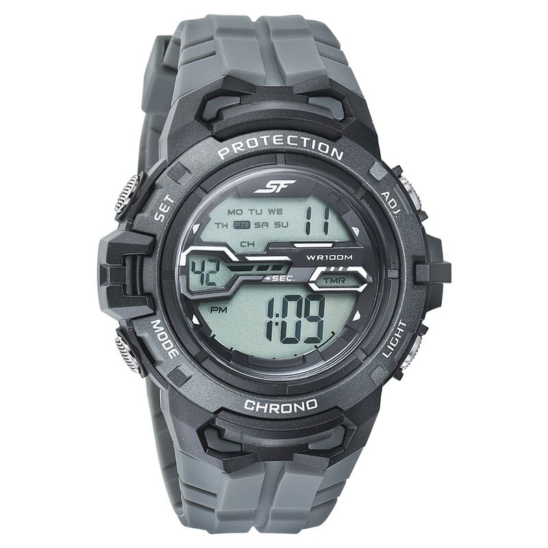 SF Digital Dial Grey PU Strap Watch For Men