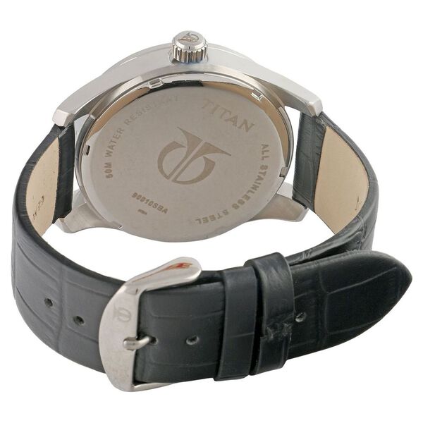 Titan Quartz Analog with Date Black Dial Leather Strap Watch for Men - image number 2