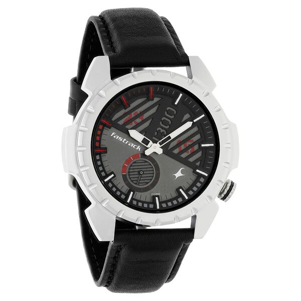 Fastrack Loopholes Quartz Analog Black Dial Leather Strap Watch for Guys - image number 1