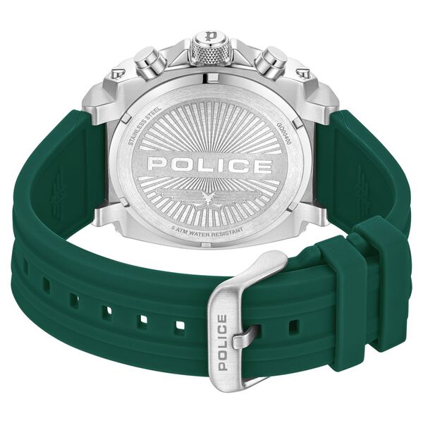 Police Multifunction Green Dial Green Color Silicone Strap Watch For Men - image number 5