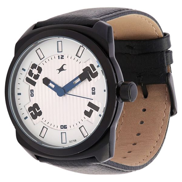 Fastrack Quartz Analog White Dial Leather Strap Watch for Guys - image number 1