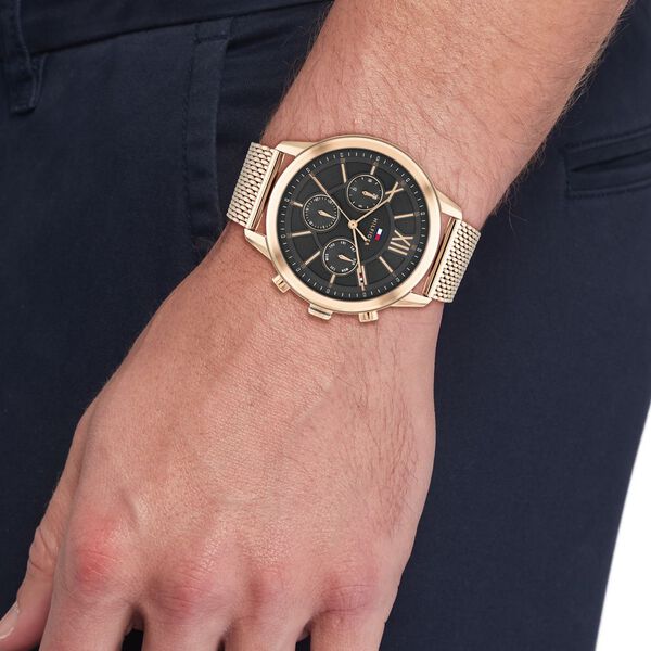 Tommy Hilfiger Grey Dial Golden Colour Stainless Steel Strap Watch for Men - image number 3