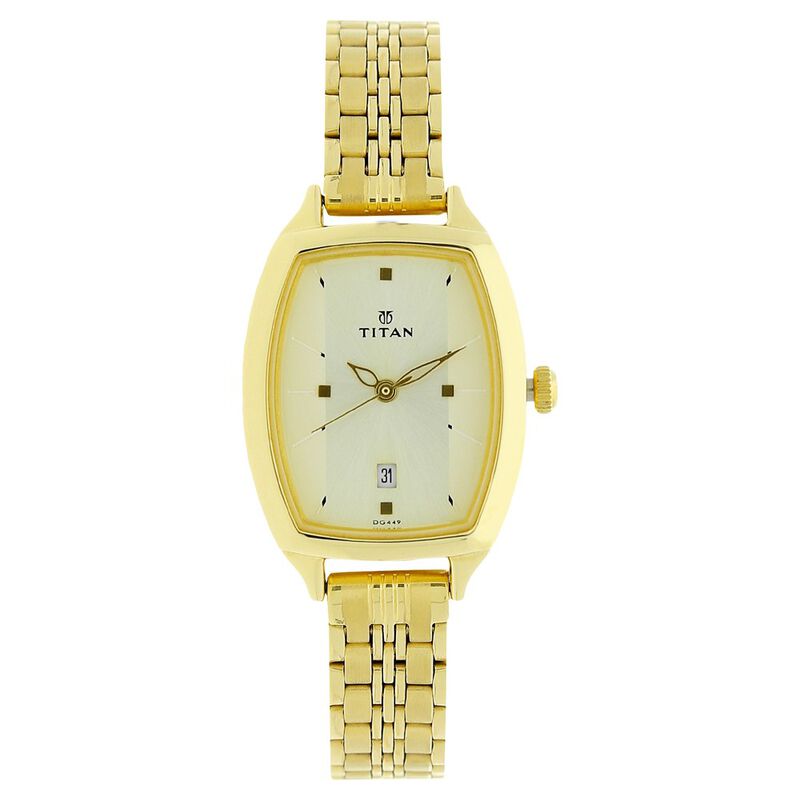 Titan Karishma Champagne Dial Women Watch With Stainless Steel Strap