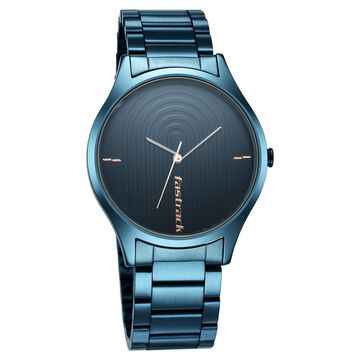 Fastrack Style Up Quartz Analog Blue Dial Stainless Steel Strap Watch for Guys