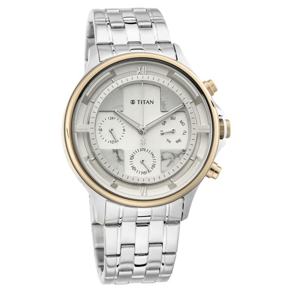 Titan Grandmaster White Dial Quartz Multifunction Stainless Steel Strap watch for Men - image number 1