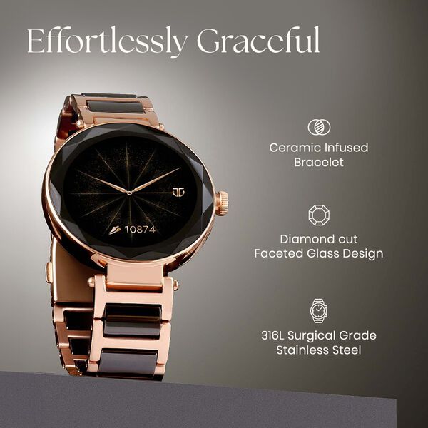 Titan Elixir with All 316L SS construction, 3.04 CM AMOLED Display, BT Calling, Skin Temperature Sensor, Womens Health - image number 1