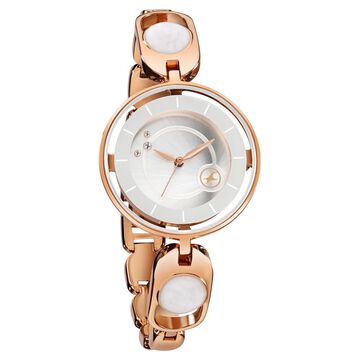 Fastrack Pulse Quartz Analog Silver Dial Metal Strap Watch For Girls