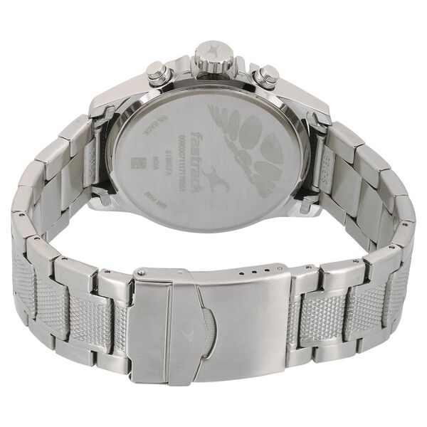Fastrack Loopholes Quartz Multifunction Black Dial Stainless Steel Strap Watch for Guys - image number 3