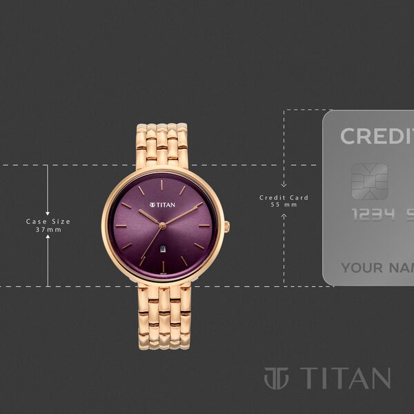 Titan Neo Quartz Analog Pink Dial Rose Gold Metal Strap Watch For Women - image number 3