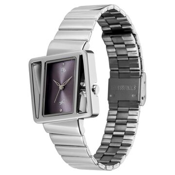 Vyb Runway By Fastrack Quartz Analog Grey Dial Silver Stainless Steel Strap Watch For Girls