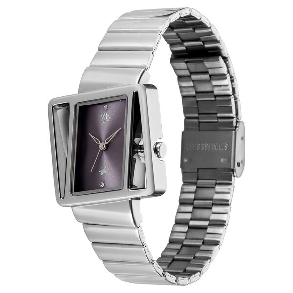 Vyb Runway By Fastrack Quartz Analog Grey Dial Silver Stainless Steel Strap Watch For Girls - image number 4