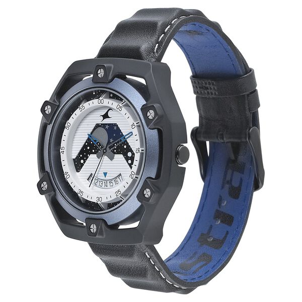 Fastrack Space Rover Quartz Analog Moonphase White Dial Leather Strap Watch for Guys - image number 2