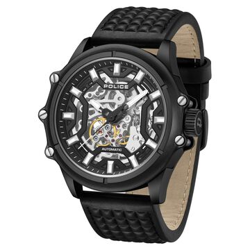 Police Men's Luang KL Rahul Edition Automatic Watch Textured Leather Strap Watch