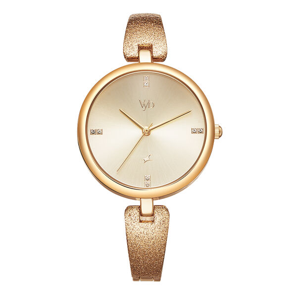 Fastrack Vyb Diva Quartz Analog Rose Gold Dial Metal Strap Watch for Girls - image number 0