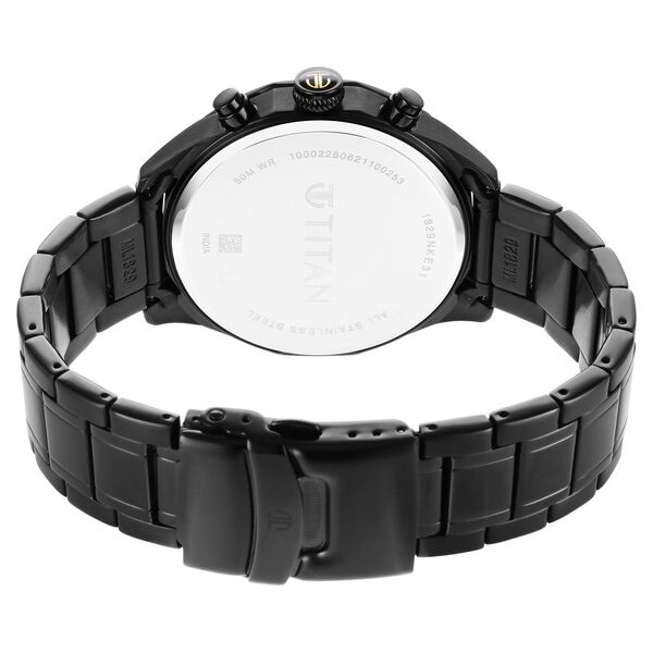 Titan Regalia Opulent Multifunction Black Dial Black Stainless Steel Strap Watch For Men - image number 5