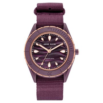 Anne Klein Quartz Analog Purple Dial Plastic Strap Watch for Women