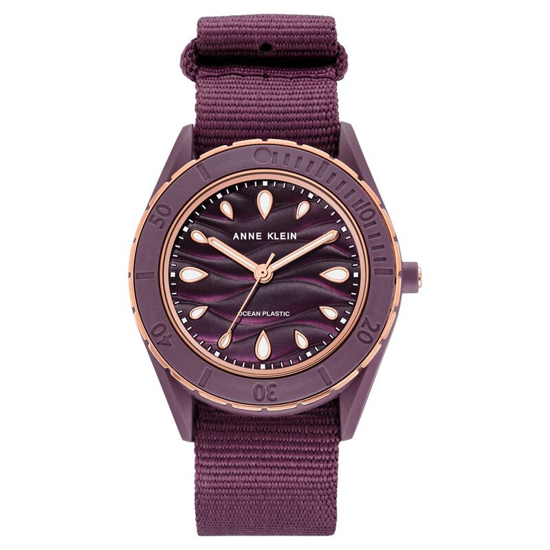 Anne Klein Quartz Analog Purple Dial Plastic Strap Watch for Women