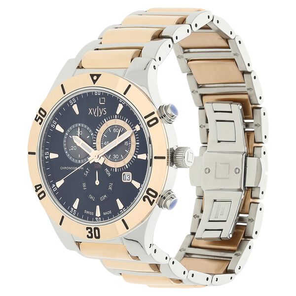 Xylys Swiss Chronograph Two Toned Stainless Steel Strap and Black Dial Watch For Men - image number 1
