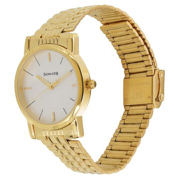 Sonata Quartz Analog White Dial Metal Strap Watch for Men