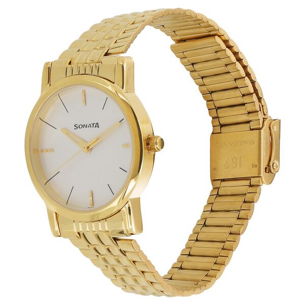 Sonata Quartz Analog White Dial Metal Strap Watch for Men - image number 1