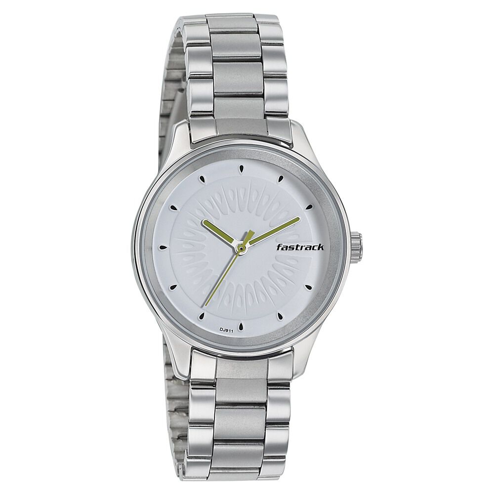 Buy Online Fastrack Quartz Analog White Dial Stainless Steel Strap