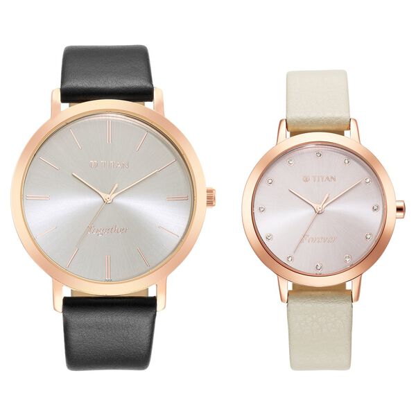 Titan Memento Grey Dial Analog Leather Strap Watch for Couple - image number 5