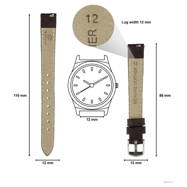 12 mm Brown Genuine Leather Strap for Women - image number 1