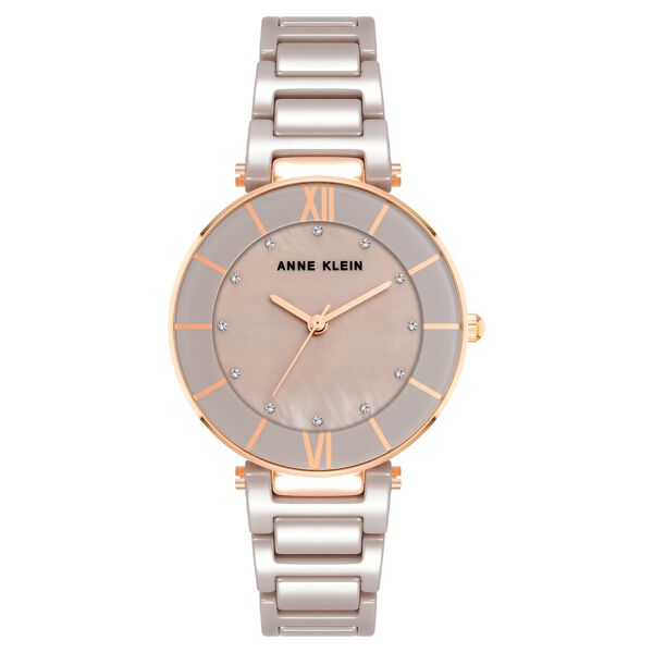 Anne Klein Quartz Analog Brown Round Dial Rose Gold Ceramic Strap Watch For Women - image number 0