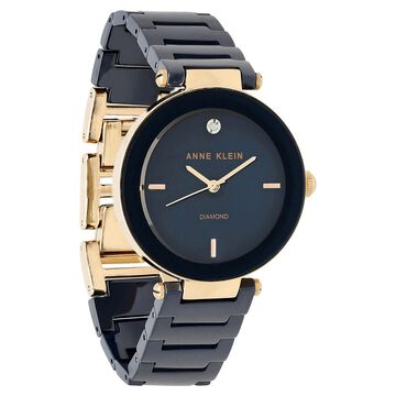 Anne Klein Quartz Analog Blue Dial Ceramic Strap Watch for Women