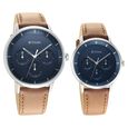 Titan Modern Bandhan Blue Dial Quartz Multifunction Leather Strap watch for Couple - image number 0