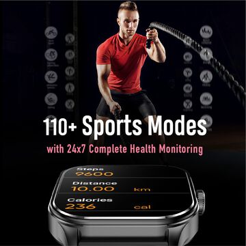 Fastrack Reflex Power|4.97 CM Super AMOLED Arched Display|410 x 502 Pixel Resolution|IP68 WR With Red Strap