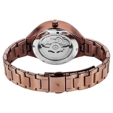Fastrack Automatic Brown Dial Metal Strap Watch For Girls