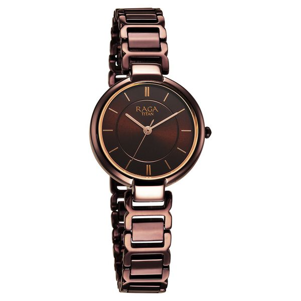 Titan Raga Delight Quartz Analog Brown Dial Brown Metal Strap Watch For  Women