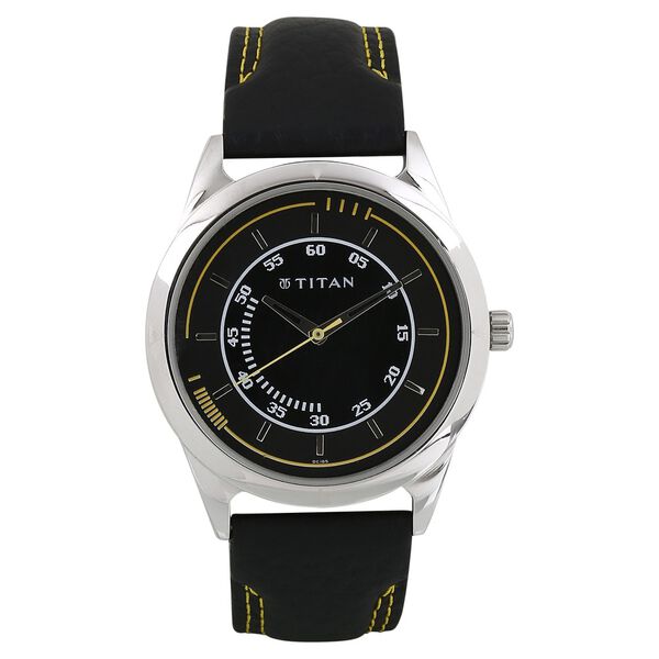 Titan Quartz Analog Black Dial Leather Strap Watch for Men - image number 0
