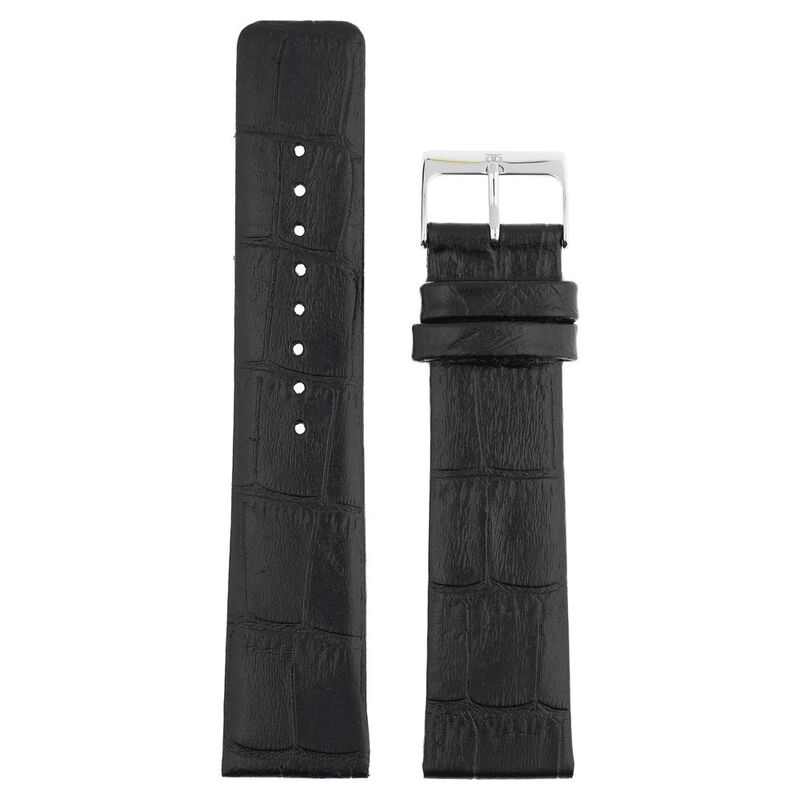22 mm Black Genuine Leather Straps for Men
